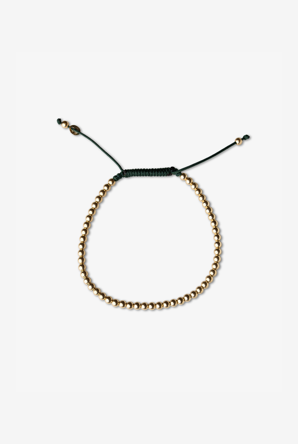 Yellow Gold Dots Bracelet with Dark Green Cotton