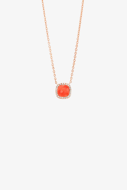 Gold with Diamonds and Coral Necklace