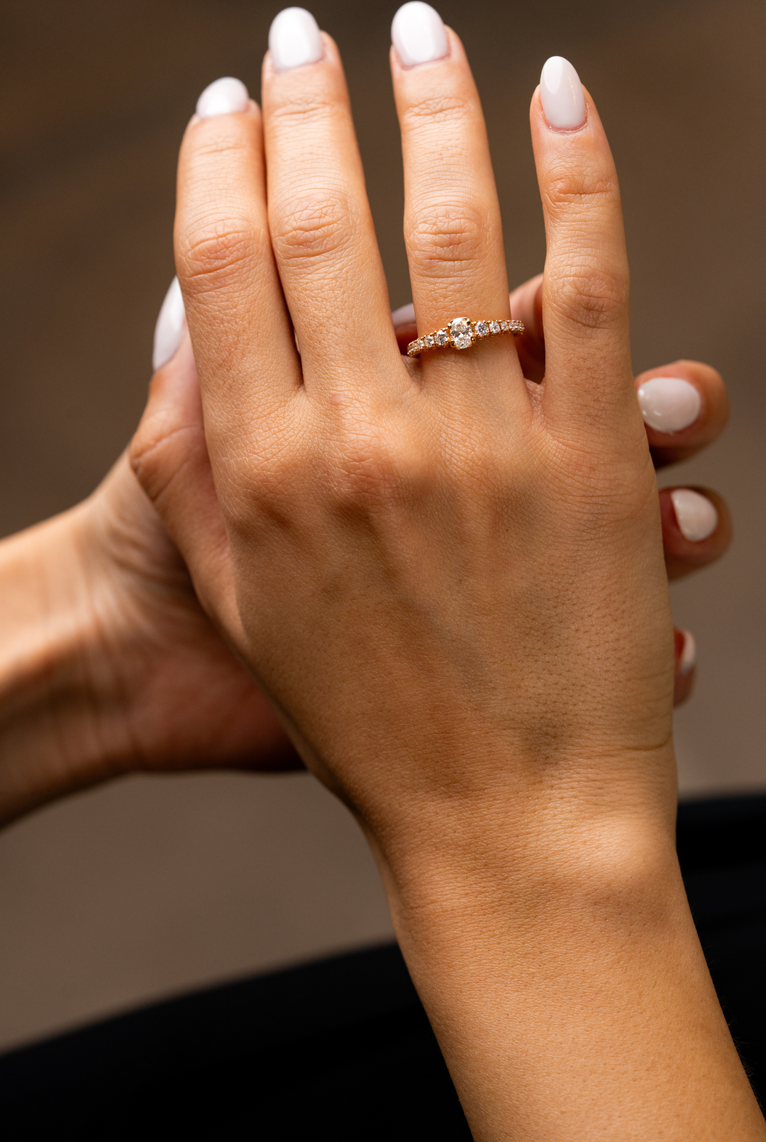 Pink Gold Engagement Ring with Diamonds