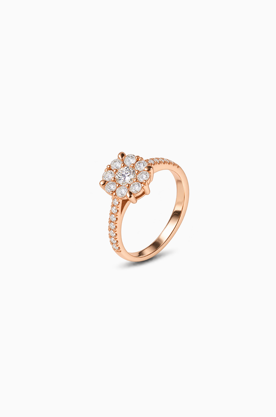 Pink Gold Engagement Ring with Diamonds