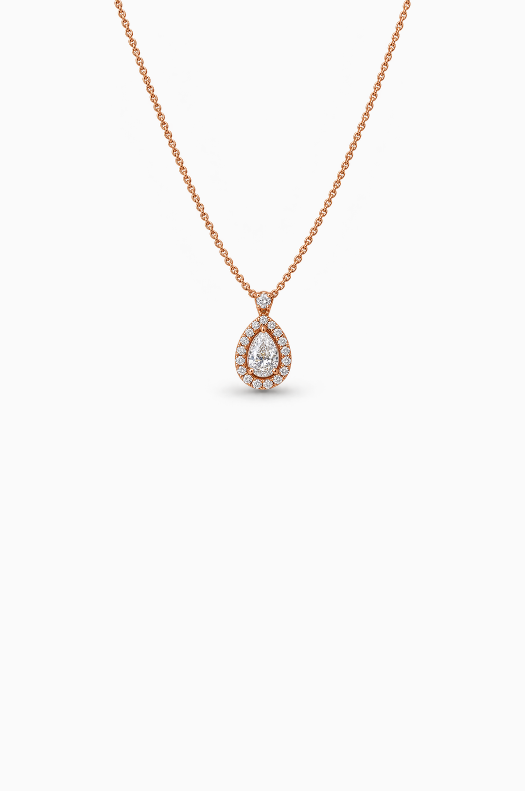 Drop Pink Gold Necklace with Diamonds
