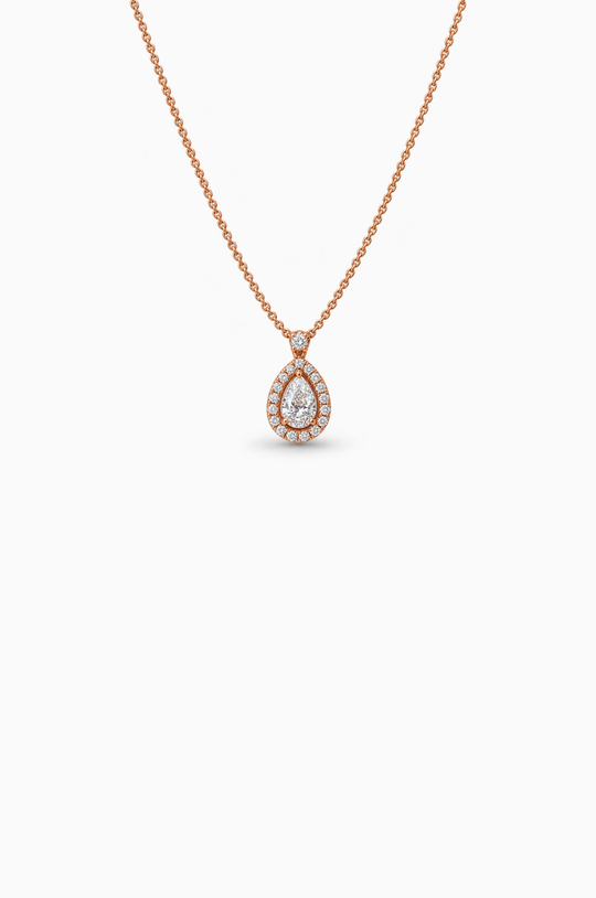 Drop Pink Gold Necklace with Diamonds