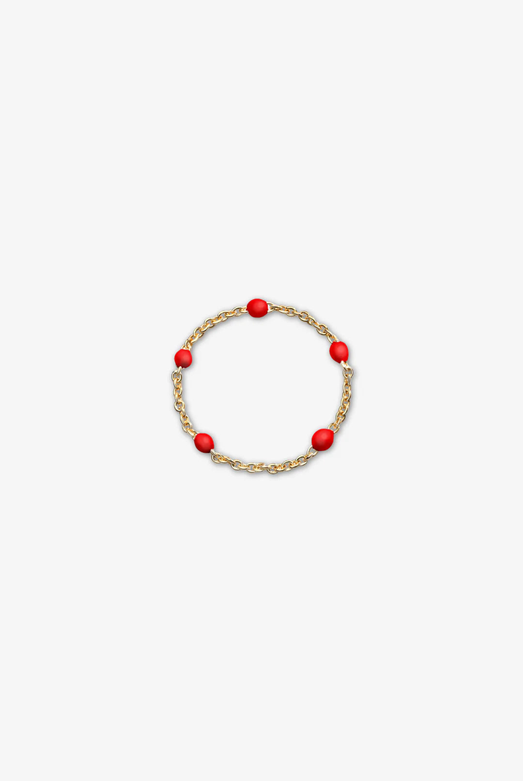 Gold Chain Ring with Red Dots