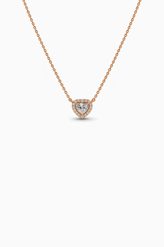 Colar Coração Ouro Rosa com Diamantes