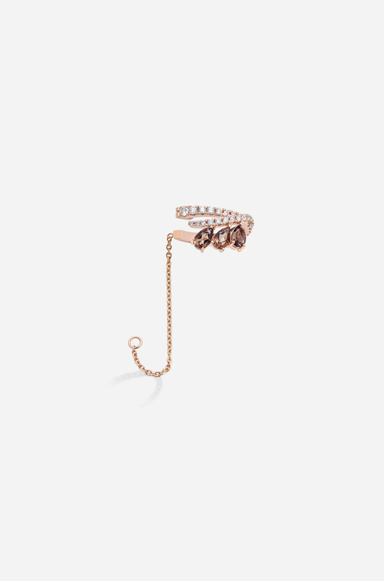 Pink Gold Ear Cuff with Diamonds and Quartz