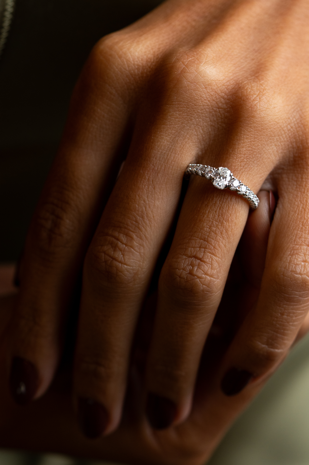 White Gold Engagement Ring with Diamonds