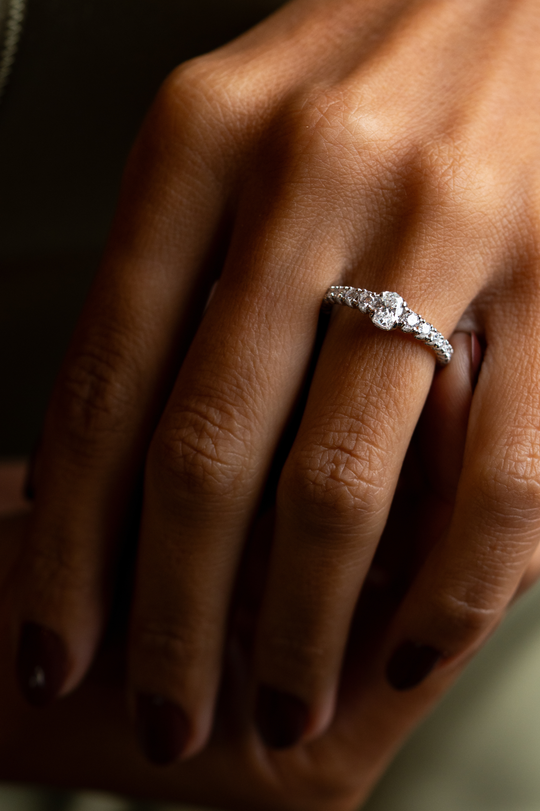 White Gold Engagement Ring with Diamonds