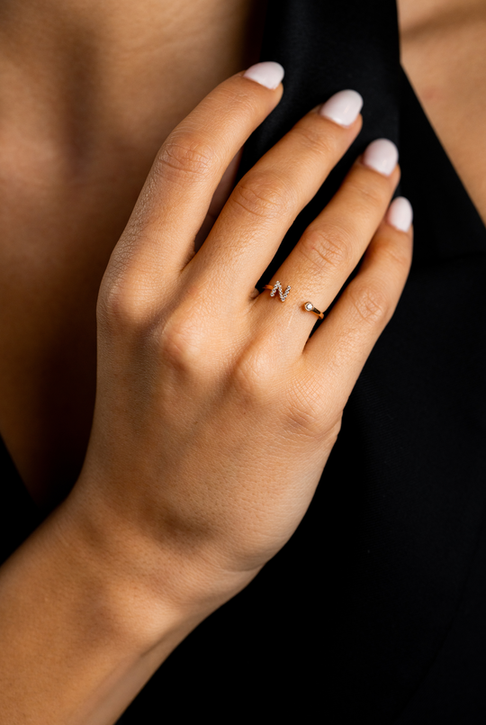 Letter N Gold Ring