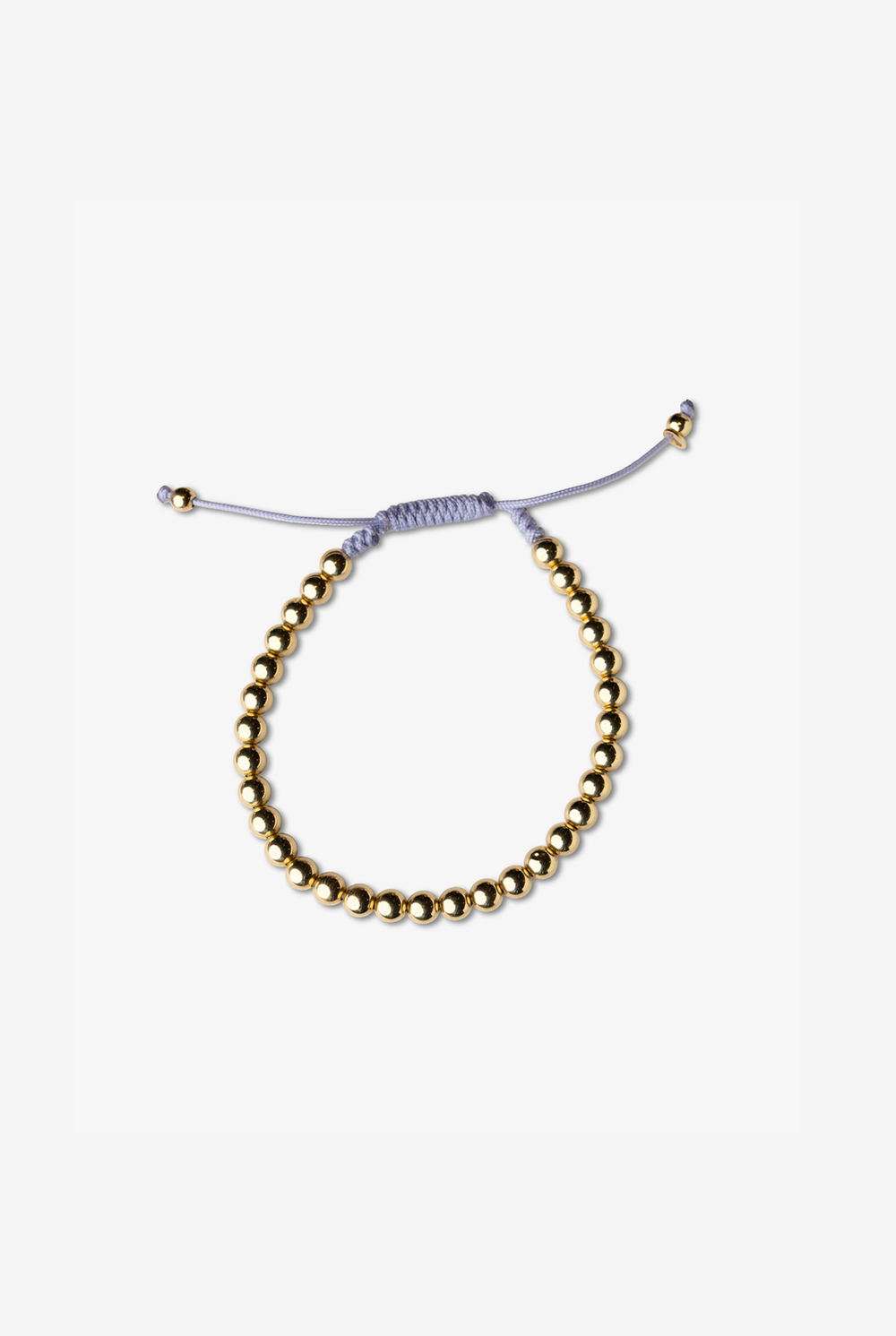 Yellow Gold Dots Bracelet with Lilac Cotton
