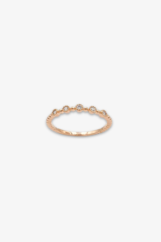 Pink Gold Ring with 5 Diamonds