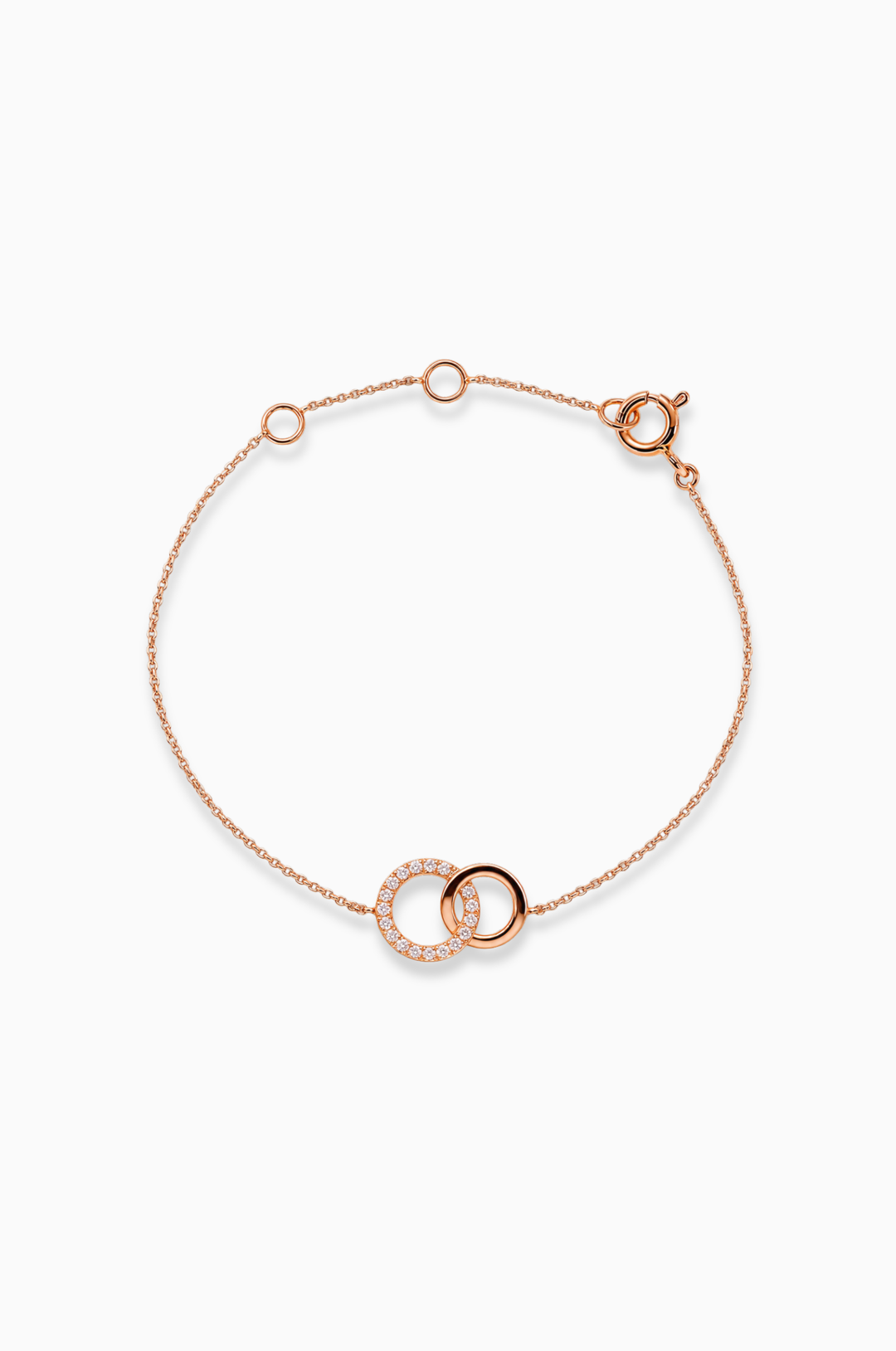 Pink Gold Bracelet with Two Diamond Arcs