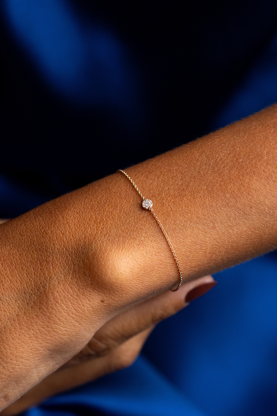 Pink Gold Circle Chain Bracelet with Diamonds