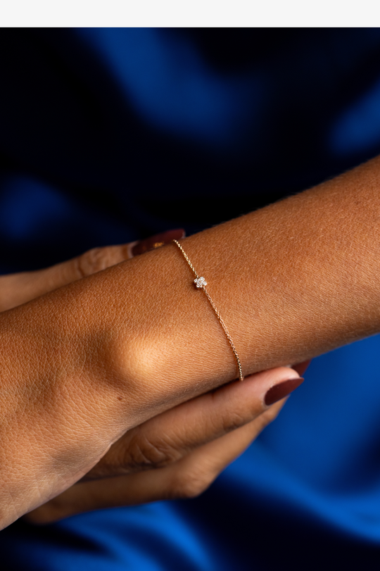 Pink Gold Chain Bracelet with Diamonds