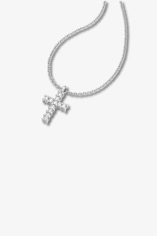 Gold Necklace with Cross and Diamonds