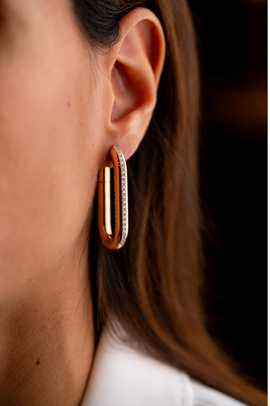 Pink Gold Hoops with Diamonds