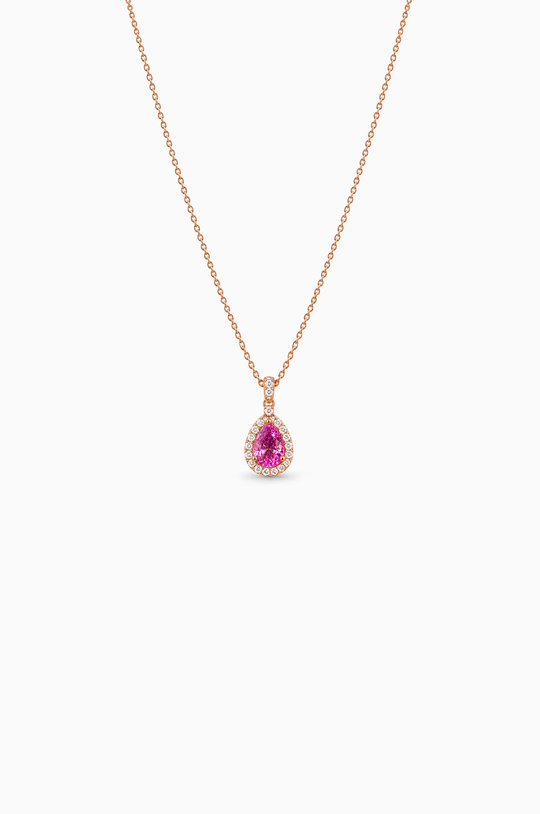 Drop Pink Gold Necklace with Diamonds