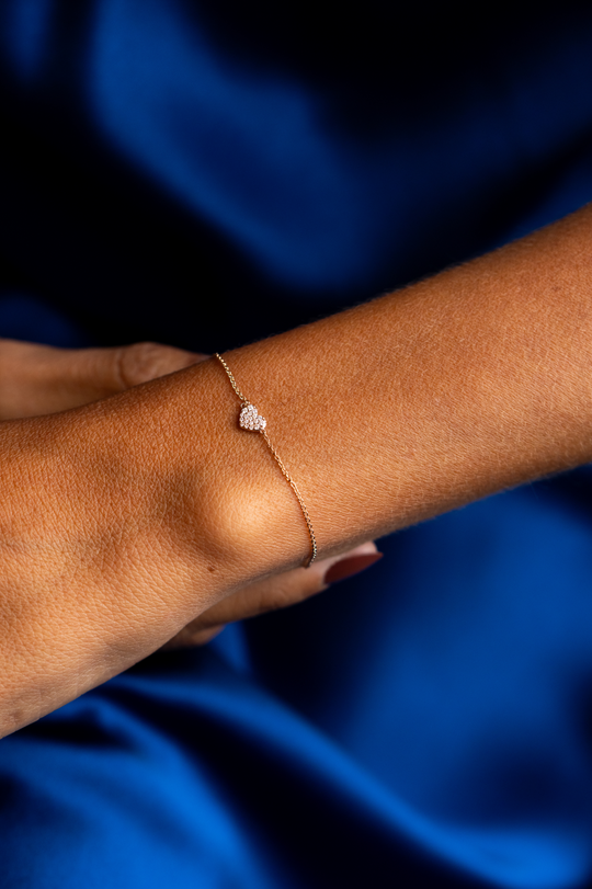 Heart Pink Gold Chain Bracelet with Diamonds