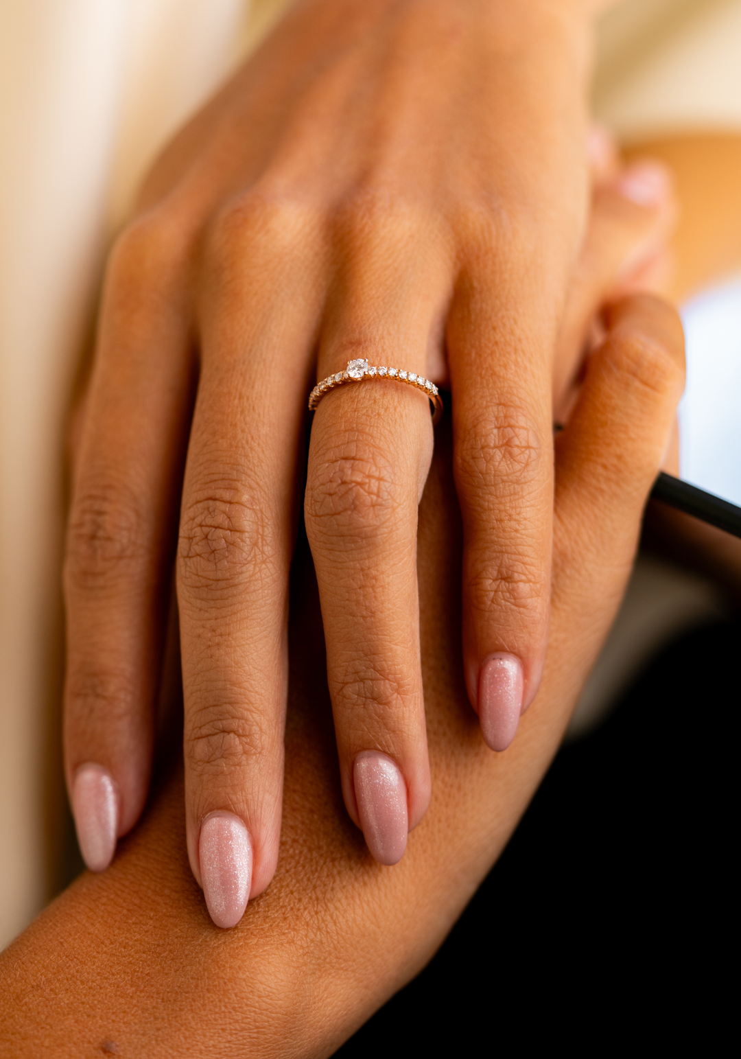 Pink Gold and Diamonds Engagement Ring