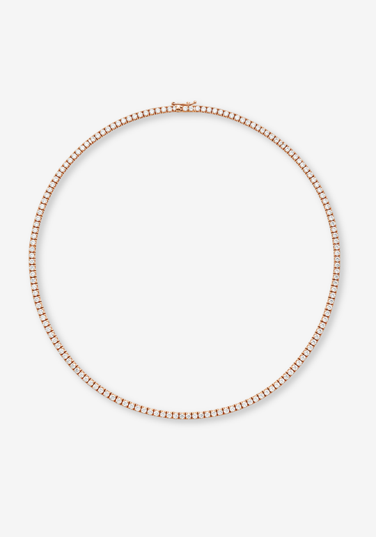 Colar de Ténis em Ouro Rosa com Diamantes