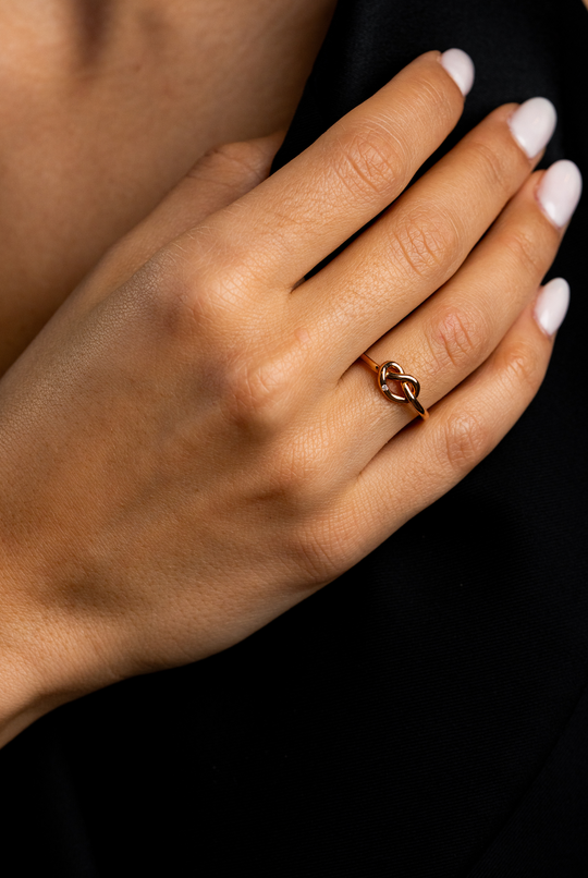 Pink Gold Heart Ring with Diamond