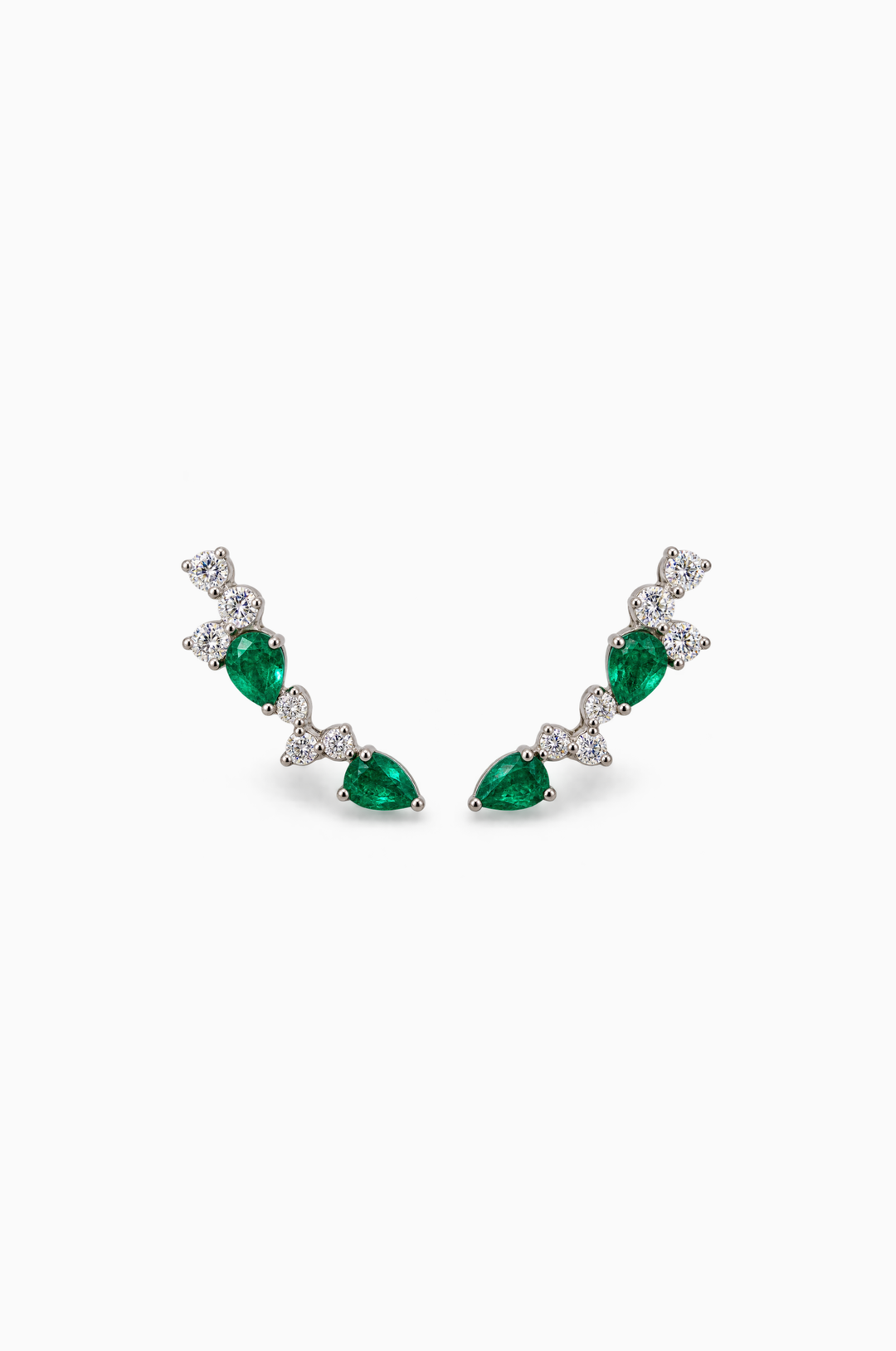 White Gold Earrings with Diamonds and Emeralds