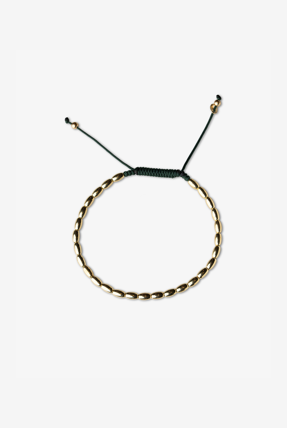 Yellow Gold Bracelet with Dark Green Cotton