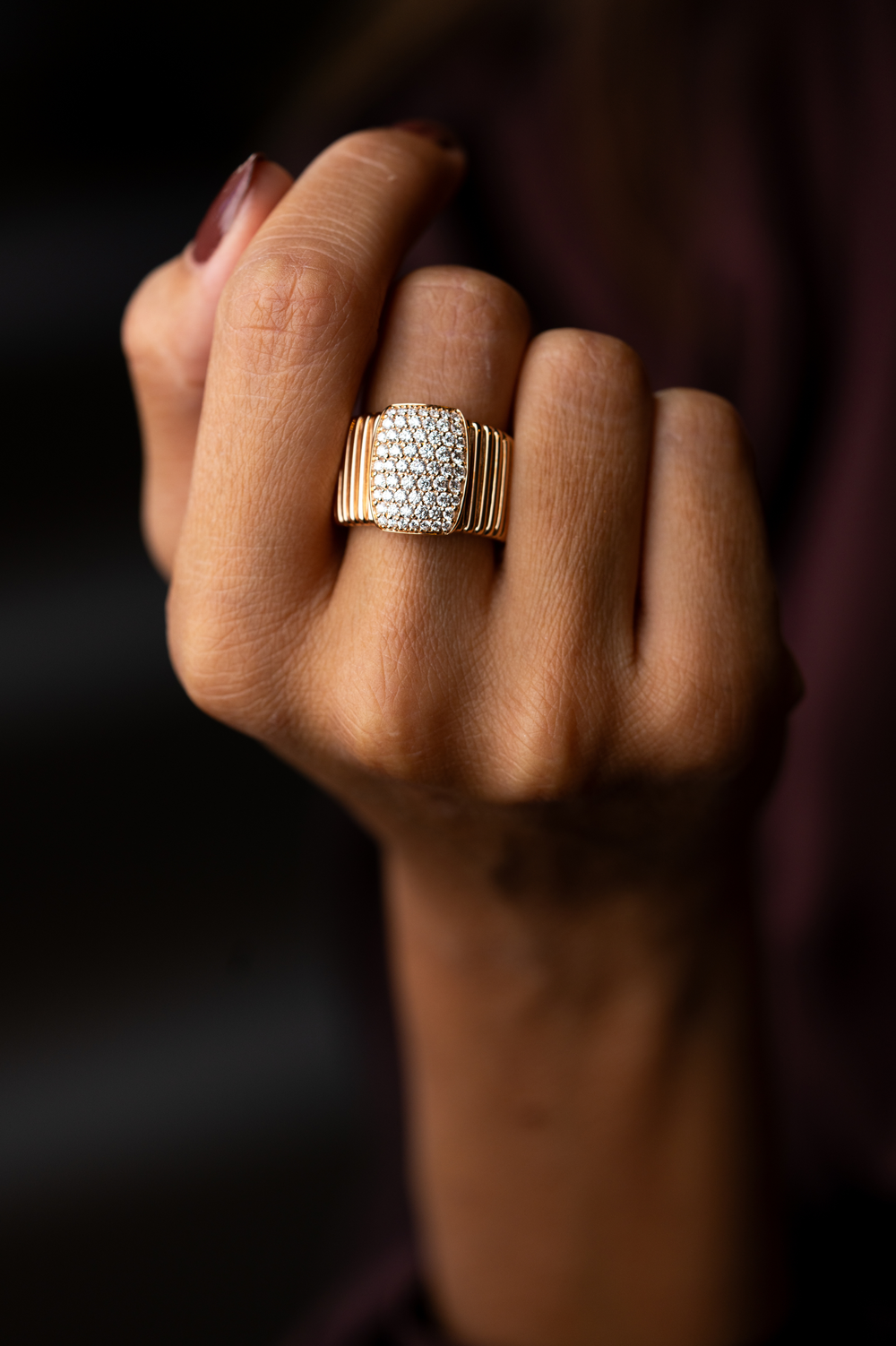 Pink Gold Ring with Diamonds