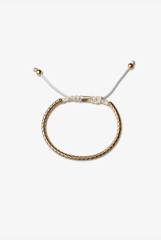 Yellow Silver Bracelet with White Cotton