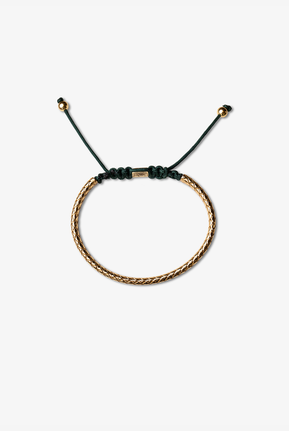 Yellow Silver Bracelet with Dark Green Cotton