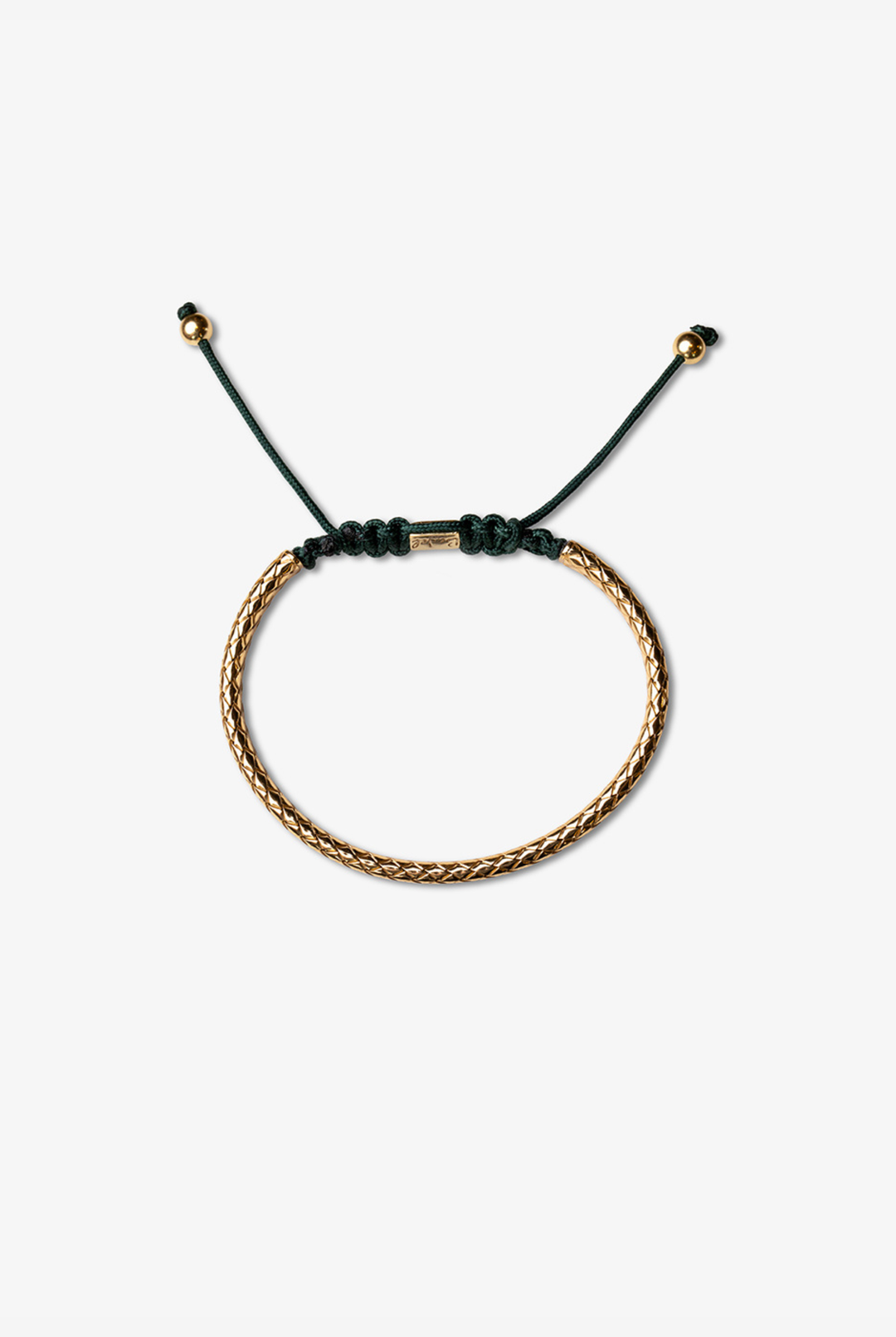 Yellow Silver Bracelet with Dark Green Cotton