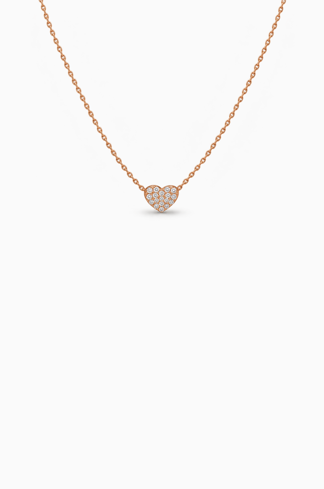 Heart Pink Gold Necklace with Diamonds