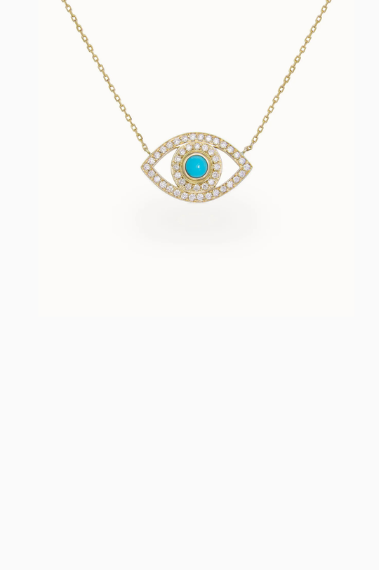 Eye Yellow Necklace with Diamonds and Turquoise