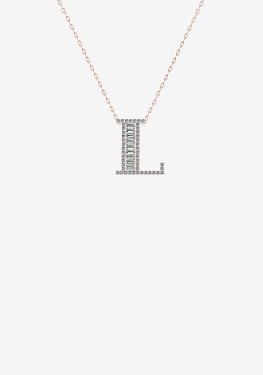 Letter Gold Necklace with Diamonds