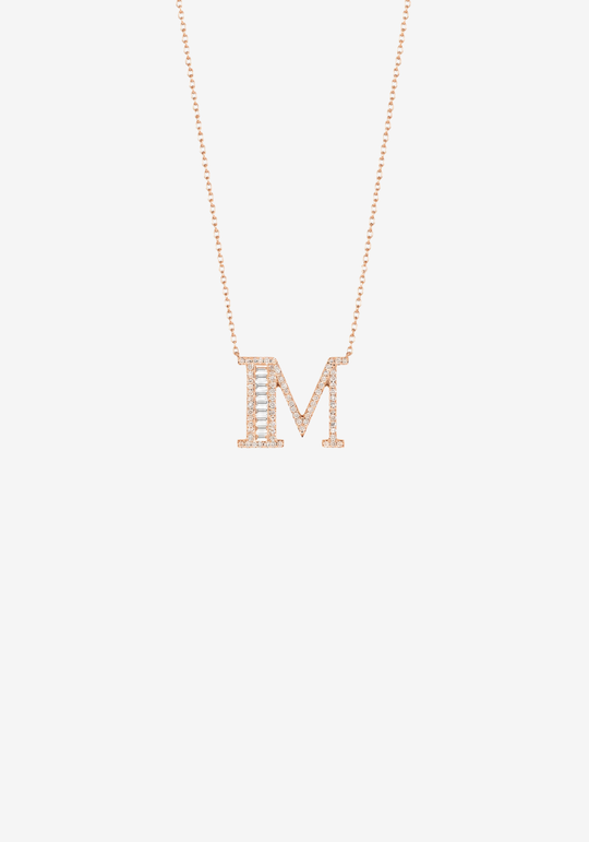 Letter Gold Necklace with Diamonds