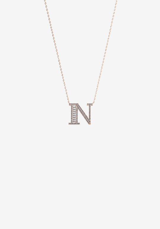 Letter Gold Necklace with Diamonds