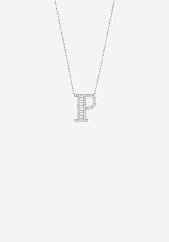 Letter Gold Necklace with Diamonds