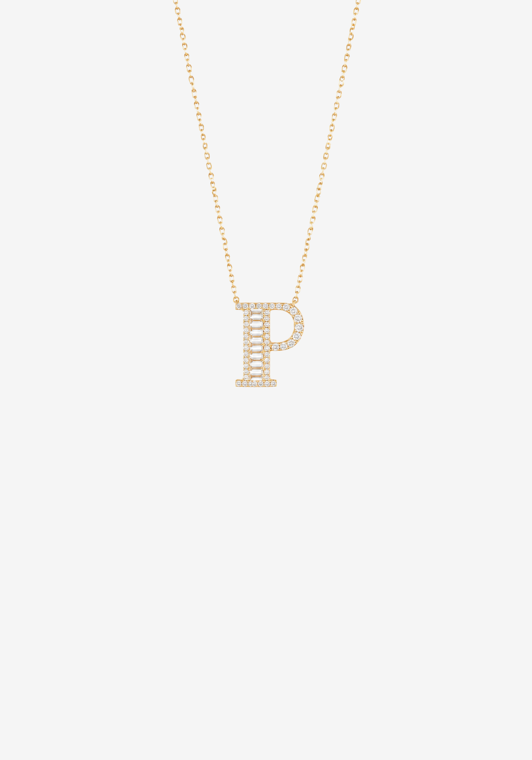 Letter Gold Necklace with Diamonds
