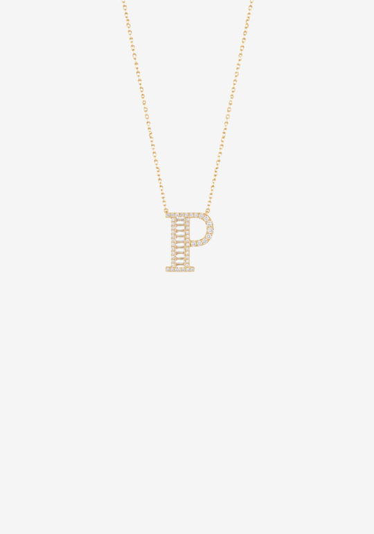 Letter Gold Necklace with Diamonds