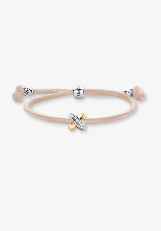 Leather Bracelet with Diamond Cross