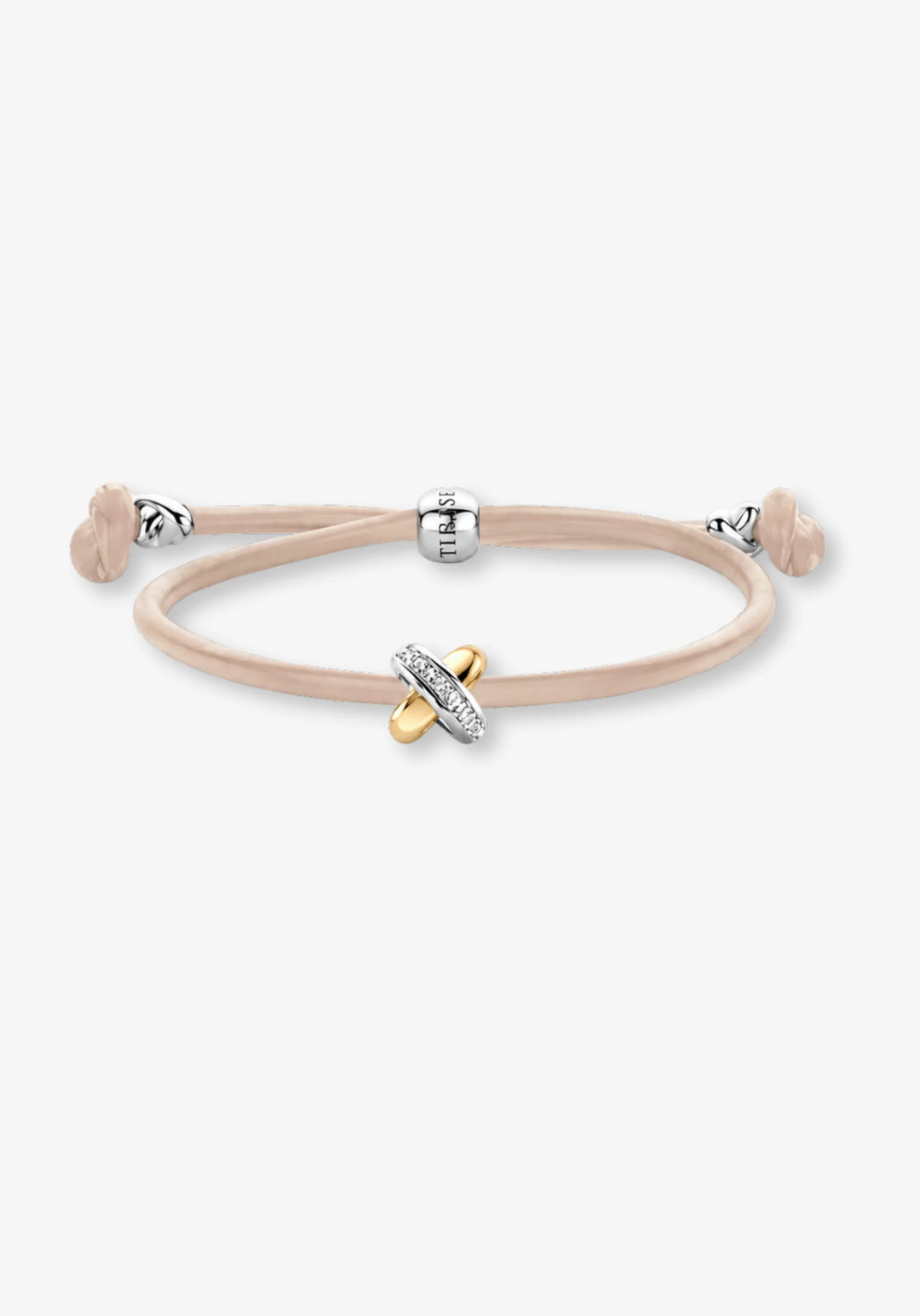 Bracelete de Couro com Cruz de Diamantes