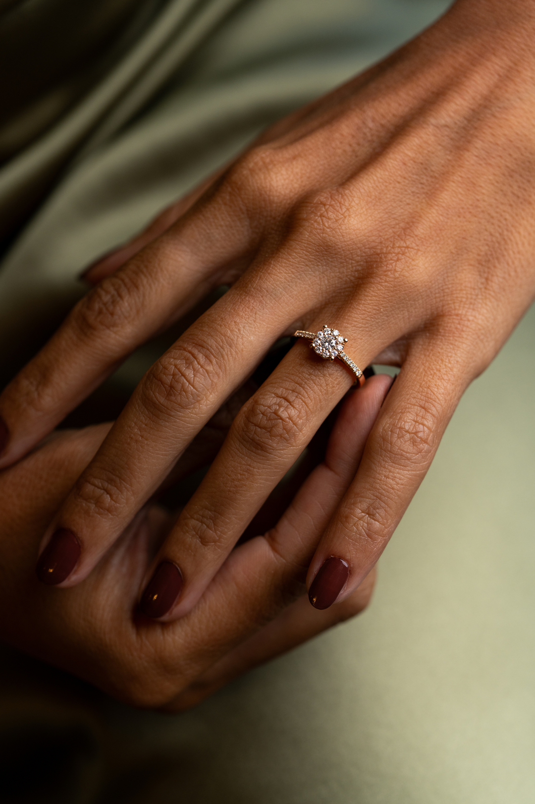 Pink Gold Engagement Ring with Diamonds