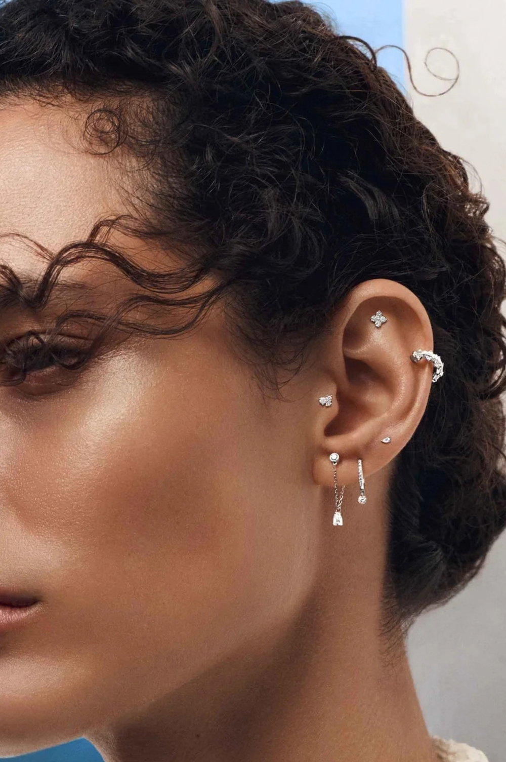 White Gold Trio Piercing with Diamonds