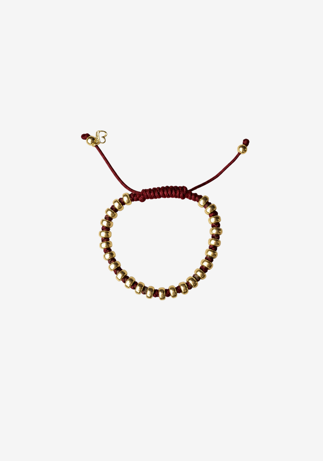 S Silver Dots Bracelet with Burgundy Cotton