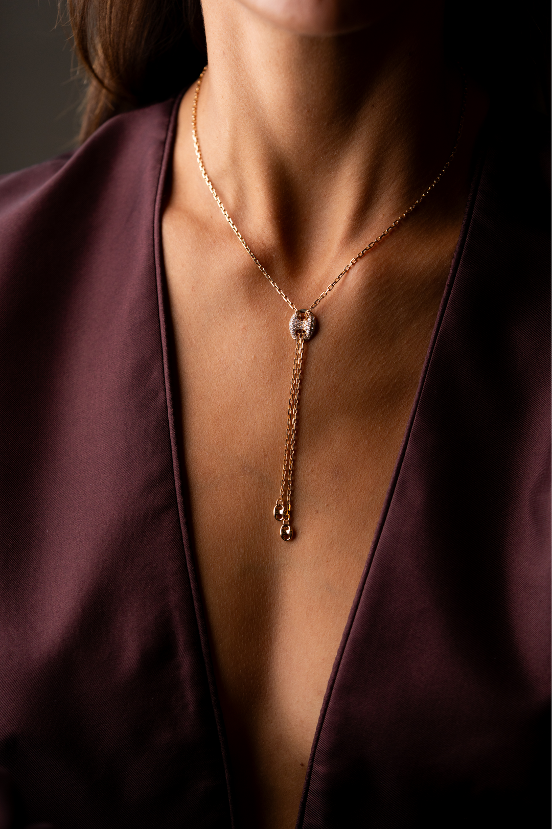 Pink Gold Necklace with Diamonds