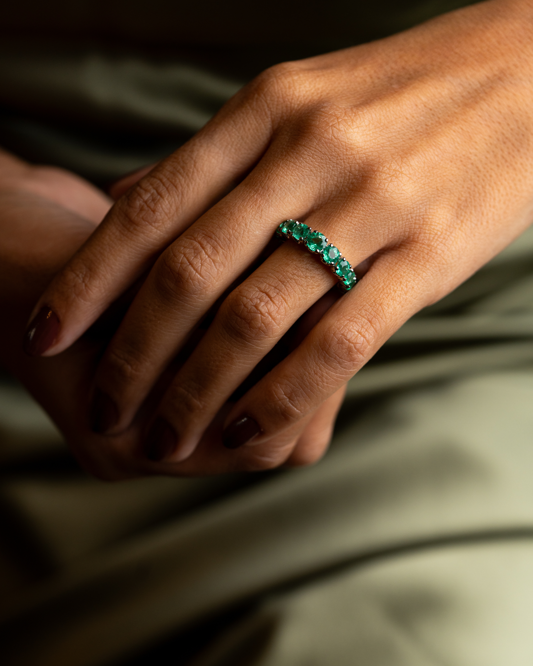 White Gold Ring with Emeralds