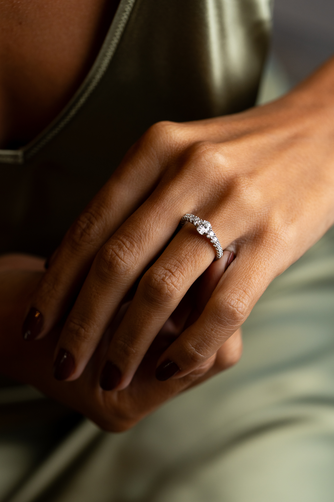 White Gold Engagement Ring with Diamonds