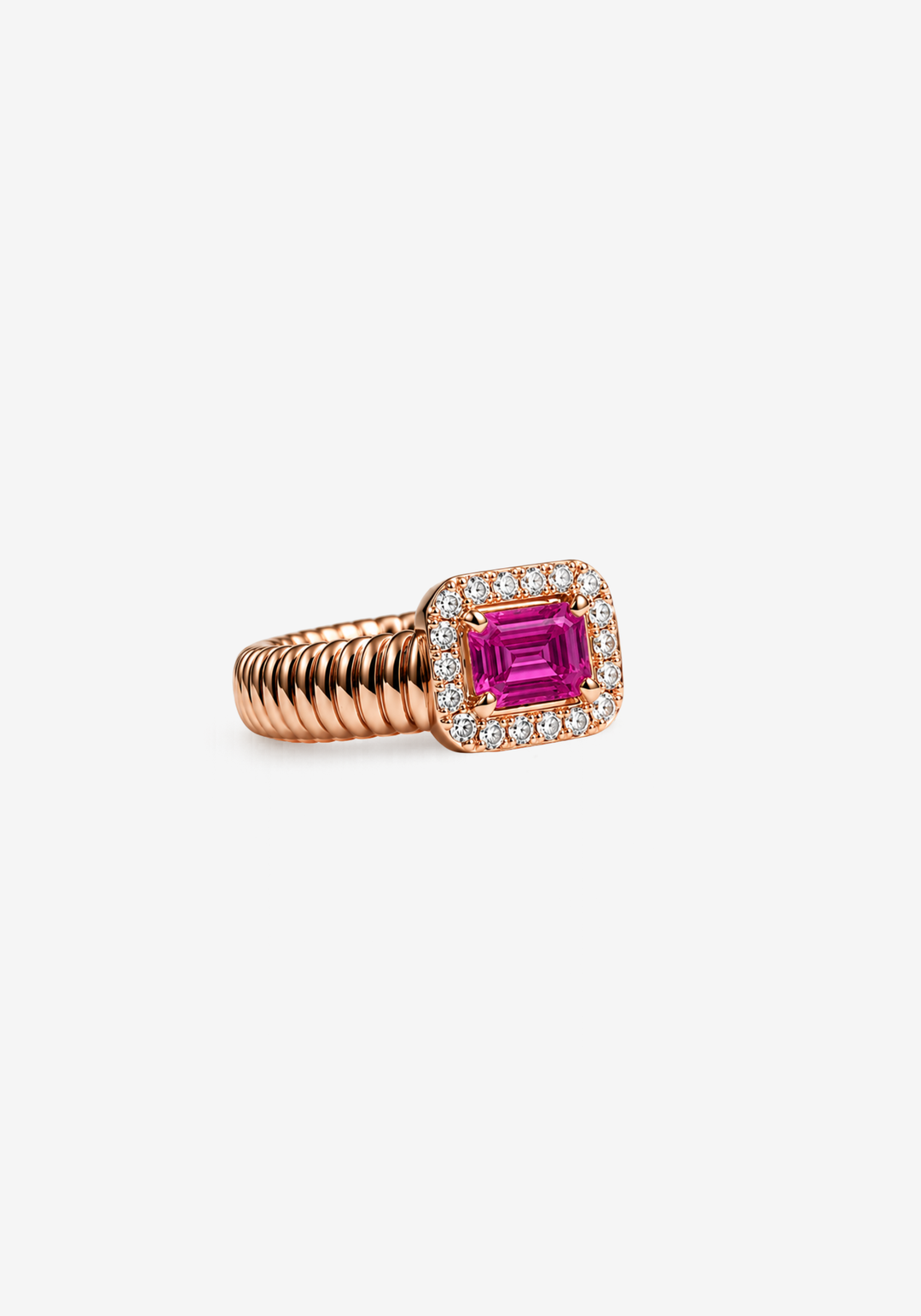 Anel em Ouro Rosa com Diamantes e Safira