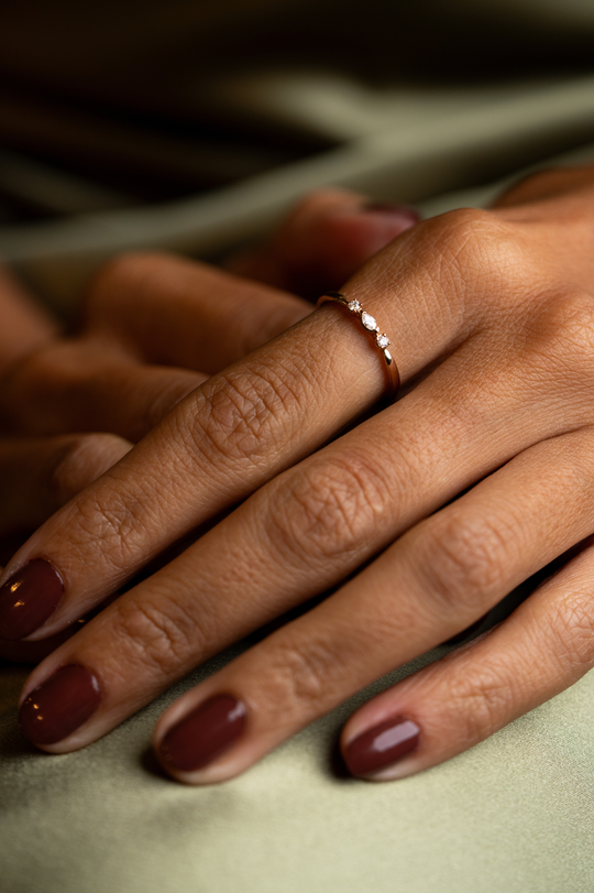 Pink Gold Ring Triology with Diamond