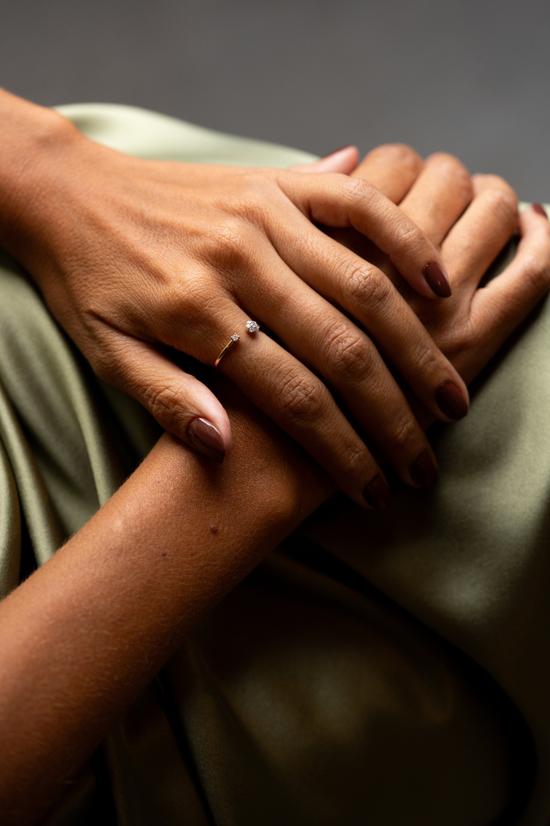Flower Pink Gold Ring with Diamonds