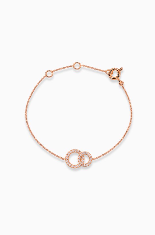Pink Gold Bracelet with Two Diamond Arcs